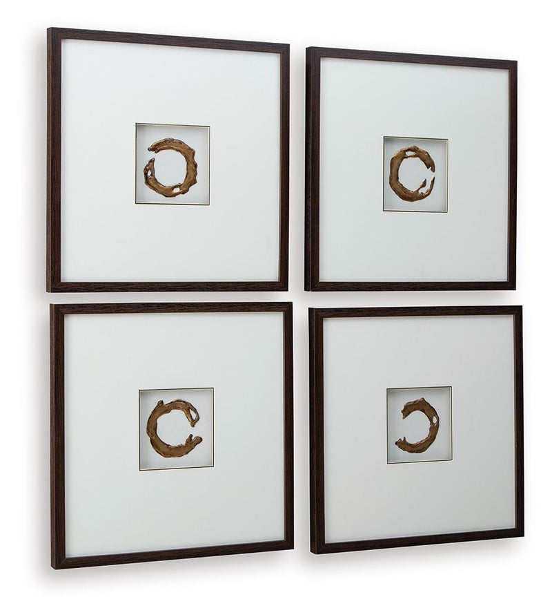 Dallbourne - Wall Art Set (Set of 4) - White / Gold Finish - R&R Furniture Gallery (Fountain Valley, CA)