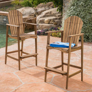 Outdoor Acacia Wood Adirondack Barstools (Set of 2) - R&R Furniture Gallery (Fountain Valley, CA)