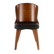 Lumi Source Bocello Mid-Century Walnut and Black Side Chair with sleek wooden frame and cushioned seat.