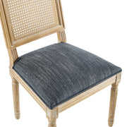 French Country Dining Chair With Rectangular Cane Backrest And Smooth Upholstered Seating - R&R Furniture Gallery (Fountain Valley, CA)