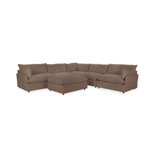 Classic Home Caplan 6-piece modular sectional with ottoman, 2-piece living room set, featuring plush cushions and modern design.