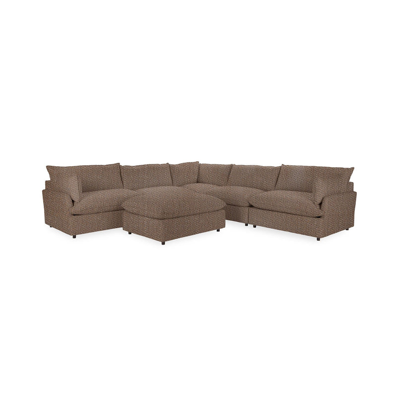 Classic Home Caplan 6-piece modular sectional with ottoman, 2-piece living room set, featuring plush cushions and modern design.