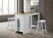 Alonzo - Small Space Counter Height Dining Table With Cabinet, Drawer, And 2 Ergonomic Counter Stools (Set of 3) - R&R Furniture Gallery (Fountain Valley, CA)