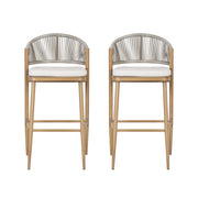 Outdoor Bar Height Metal Frame Counter Stools With Scallop Shaped Backrest & Water Resistant Cushions - R&R Furniture Gallery (Fountain Valley, CA)