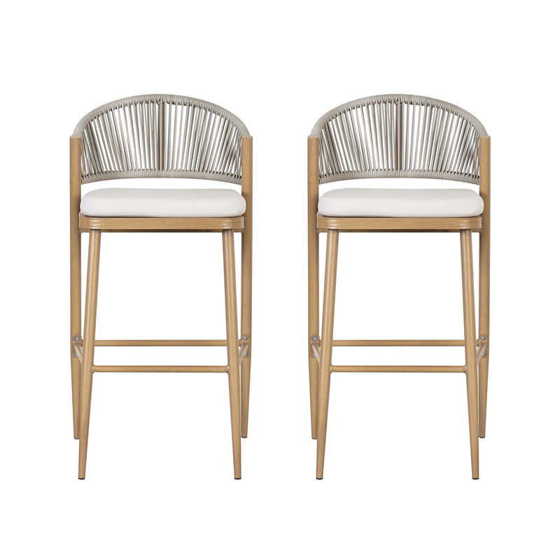 Outdoor Bar Height Metal Frame Counter Stools With Scallop Shaped Backrest & Water Resistant Cushions - R&R Furniture Gallery (Fountain Valley, CA)