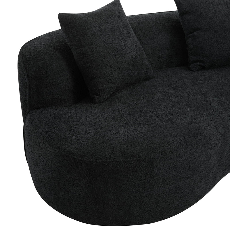 Elegant curved sectional sofa by Noble House with plush foam cushions, showcasing a stylish stationary sofa design.