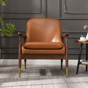 Mid - Century Accent Chair With Cushioned Seat, Brass Tipped Legs - R&R Furniture Gallery (Fountain Valley, CA)