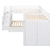 L Shaped Bunk Bed With 3 Drawers, Portable Desk And Wardrobe - R&R Furniture Gallery (Fountain Valley, CA)