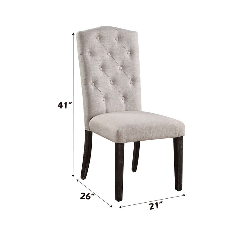 Gerardo - Side Chair (Set of 2) - Beige Linen & Weathered Espresso - R&R Furniture Gallery (Fountain Valley, CA)