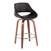 Pair of Lumi Source Fabrico mid-century modern counter stools with round footrests, fixed height, and sleek design.