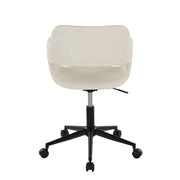 Lumi Source Margarite contemporary design task desk chair with black upholstered seat and chrome base, adjustable height and modern style.