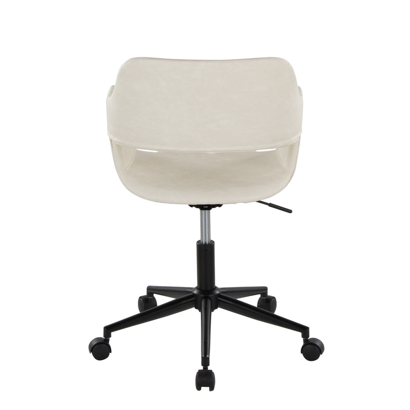 Lumi Source Margarite contemporary design task desk chair with black upholstered seat and chrome base, adjustable height and modern style.
