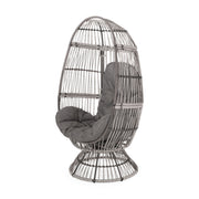 Noble House patio swivel basket egg chair with cushion, outdoor accent seating, woven wicker design with plush cushion for comfort.