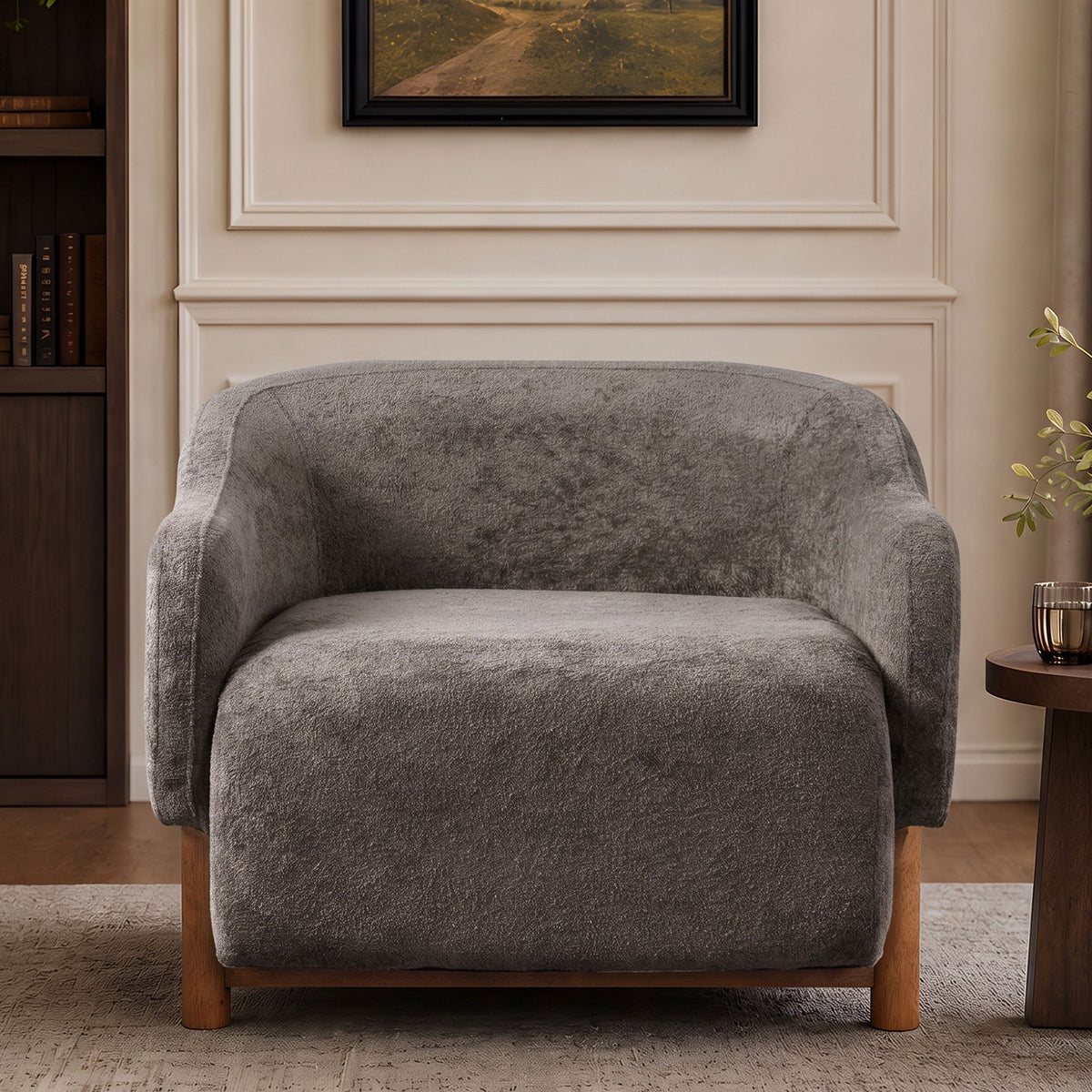 Modern Accent Chair With Recessed Arms And Tight Back