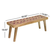 Artisan - Handcrafted Mango Wood Bench Rustic Boho Style - Natural - R&R Furniture Gallery (Fountain Valley, CA)