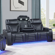 Ephron - Power Motion Sofa With Dropdown Table, Wireless Charging, Reading Light, Power Headrests & LED - Black - R&R Furniture Gallery (Fountain Valley, CA)