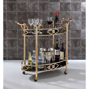 Ottesen - Serving Cart - Black Glass & Gold - R&R Furniture Gallery (Fountain Valley, CA)