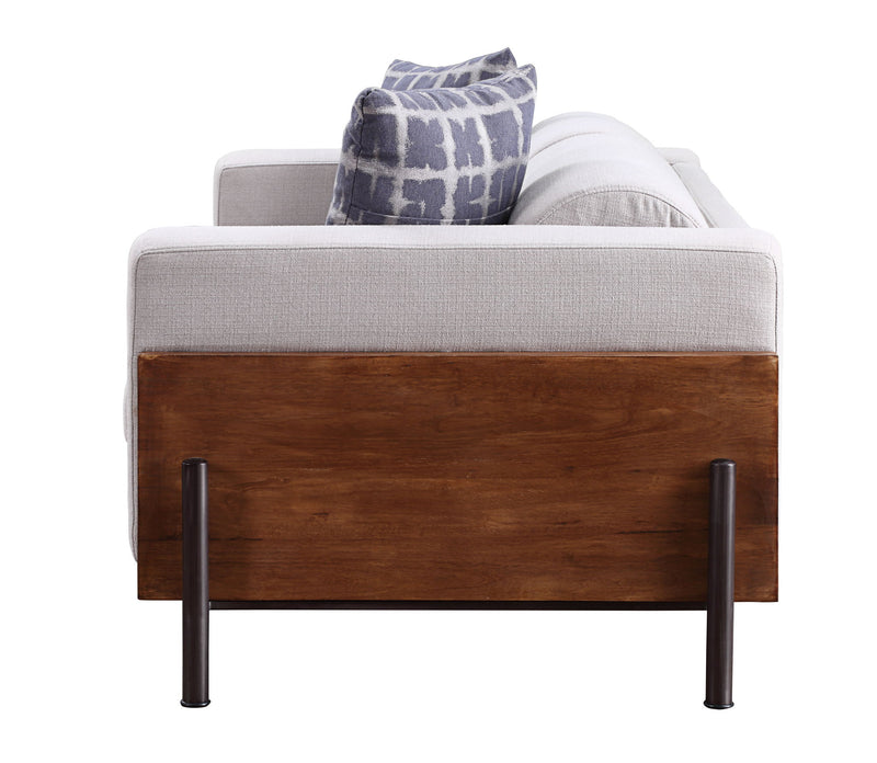 Pelton - Loveseat With 2 Pillows - Fabric & Walnut - R&R Furniture Gallery (Fountain Valley, CA)