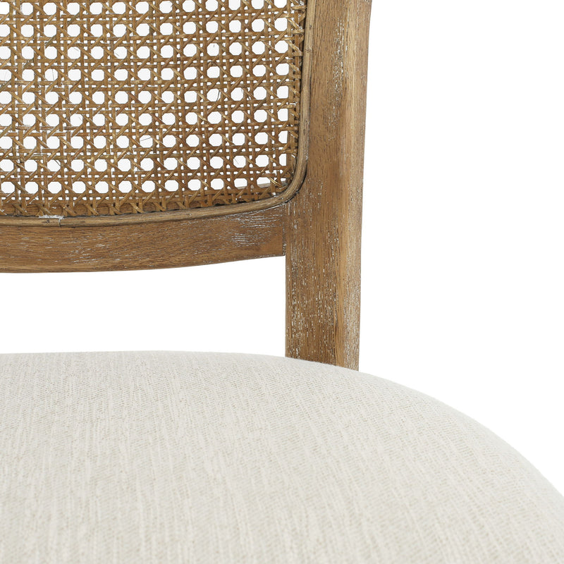Classic Retro Dining Chair (Set of 2) With Rattan Backrest - Dark Brown / Beige - R&R Furniture Gallery (Fountain Valley, CA)
