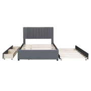 Upholstered Platform Bed With Drawers, Classic Headboard Design - R&R Furniture Gallery (Fountain Valley, CA)