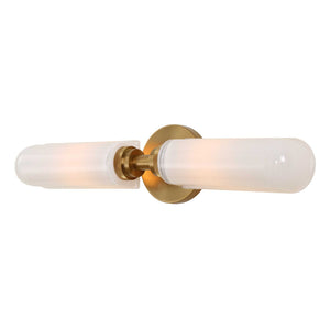 Wellsville - 2 Light Brass Sconce - White / Gold