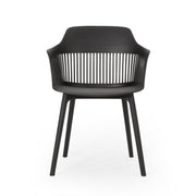 Pair of Noble House Dahlia chairs in a modern design, featuring wooden legs and upholstered seats, set against a neutral background.