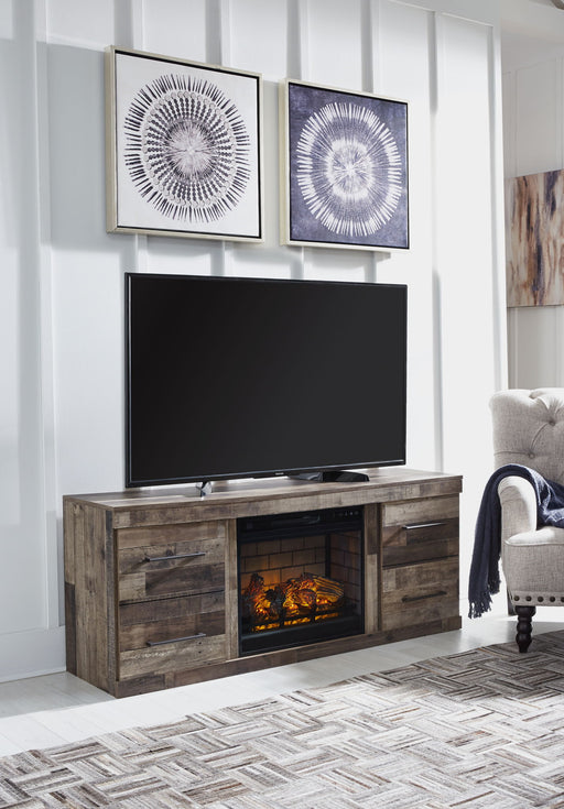 Derekson - TV Stand With Electric Fireplace - Multi Gray - R&R Furniture Gallery (Fountain Valley, CA)