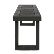 Noble House Realm outdoor bench with dark gray slat panel top and base, ideal for garden or patio seating.