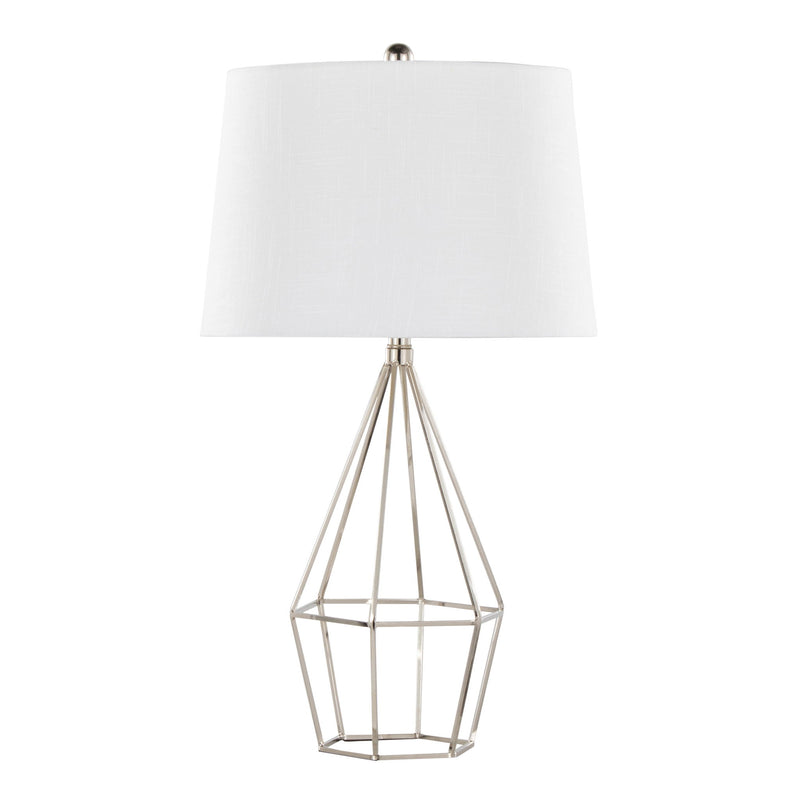 Pair of Lumi Source Diana contemporary table lamps with polished nickel bases and black satin shades, set of 2 for modern decor.