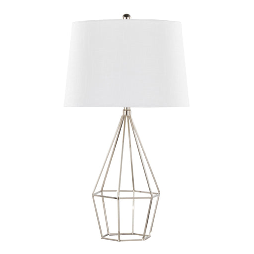 Pair of Lumi Source Diana contemporary table lamps with polished nickel bases and black satin shades, set of 2 for modern decor.
