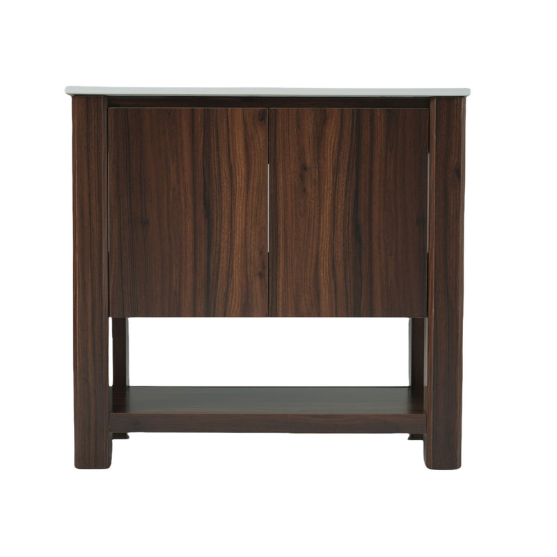 Modern Bathroom Vanity With Rectangle Ceramic Sink, Soft Closing Doors - R&R Furniture Gallery (Fountain Valley, CA)