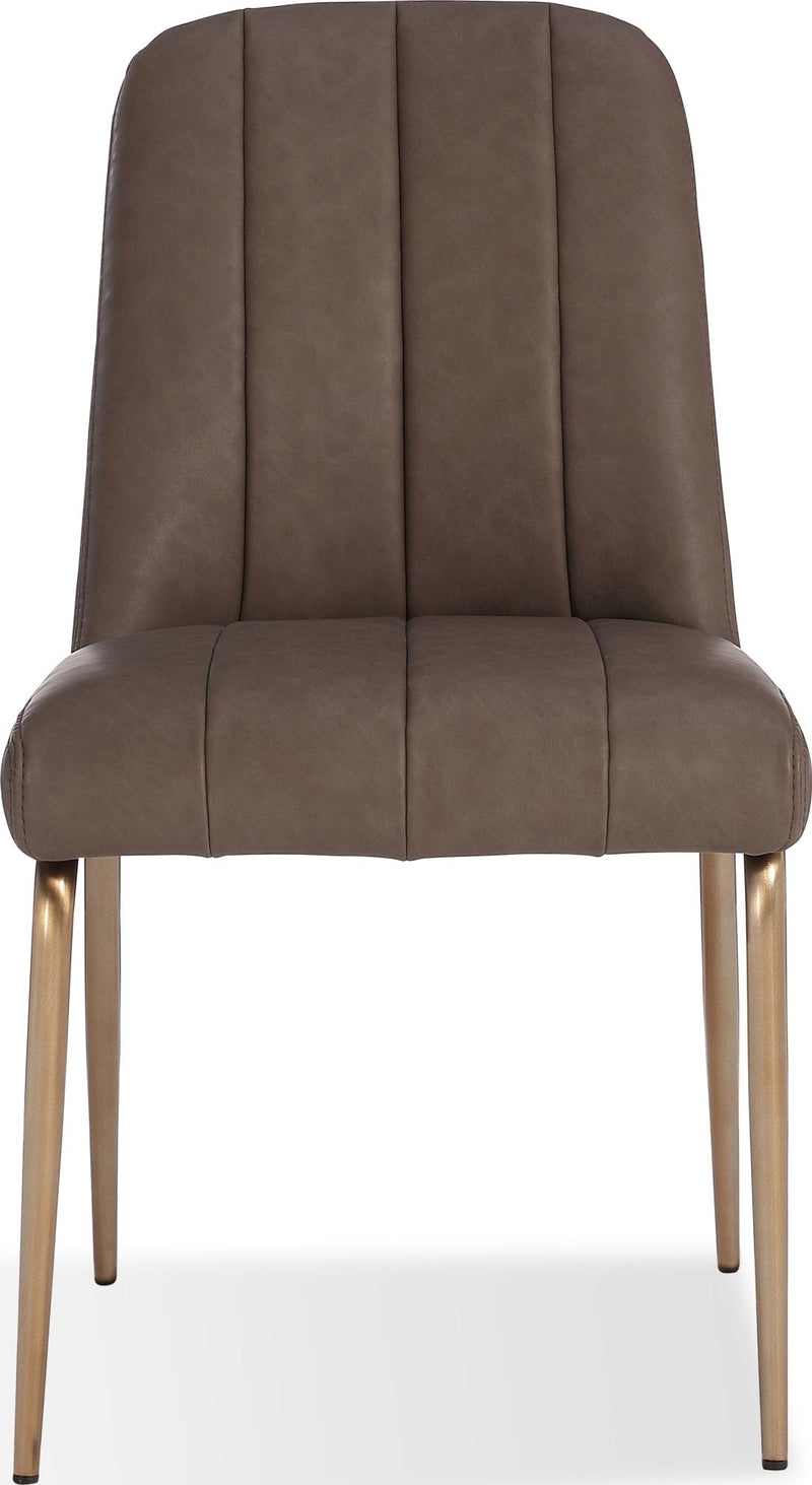 Apollo Upholstered Dining Chair in Cinnamon Synthetic Leather and Brushed Bronze Metal
