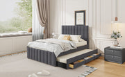 Upholstered Platform Bed With Twin Size Trundle And 3 Drawers - R&R Furniture Gallery (Fountain Valley, CA)