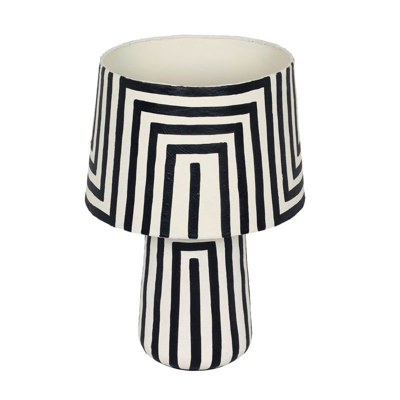 Minori - Striped Papier Mache Table Lamp - Black - R&R Furniture Gallery (Fountain Valley, CA)