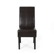 Bonded Leather Upholstered Dining Chair With Solid Wood Legs (Set of 2) - Chocolate - R&R Furniture Gallery (Fountain Valley, CA)