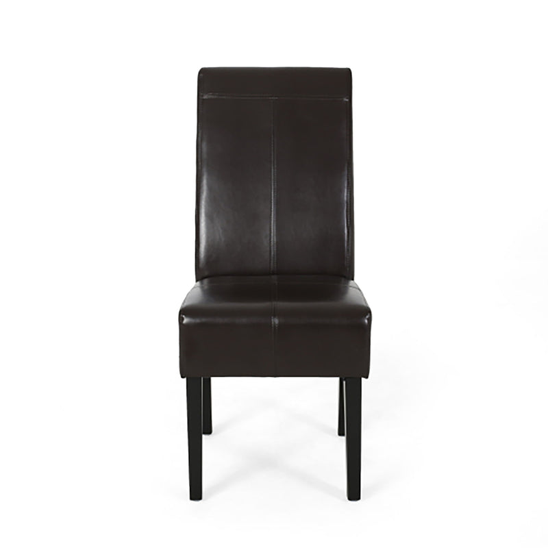 Bonded Leather Upholstered Dining Chair With Solid Wood Legs (Set of 2) - Chocolate - R&R Furniture Gallery (Fountain Valley, CA)