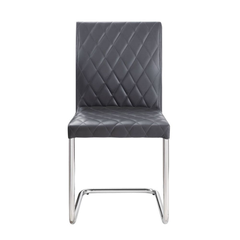 Ansonia - Side Chair (Set of 2) - Gray Synthetic Leather & Chrome - R&R Furniture Gallery (Fountain Valley, CA)
