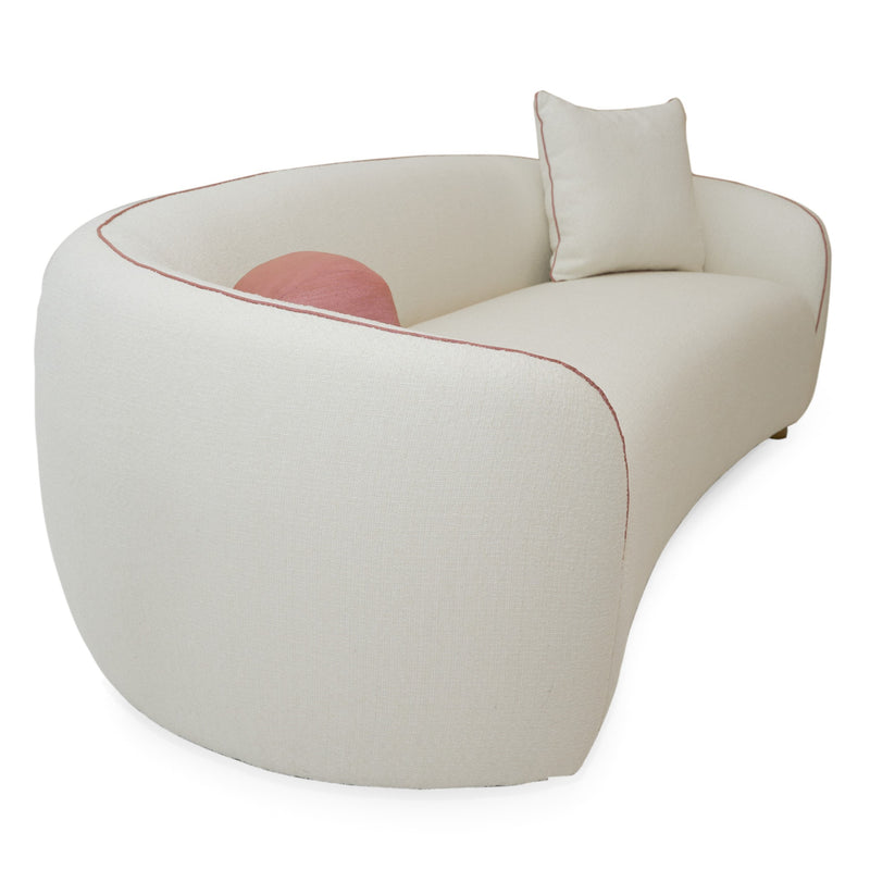 Winfree Modern Off White + Coral Fabric 3-Seater Sofa — view 3