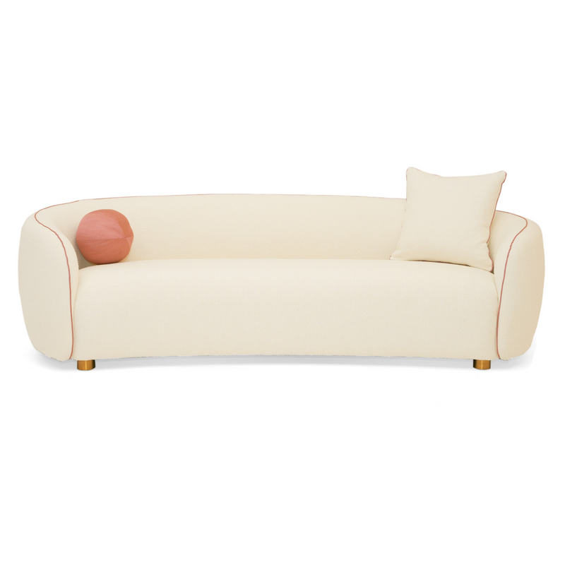 Winfree Modern Off White + Coral Fabric 3-Seater Sofa — view 2