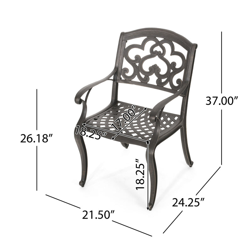 Cast Aluminum Dining Chair With Hand Crafted Details - Copper - R&R Furniture Gallery (Fountain Valley, CA)