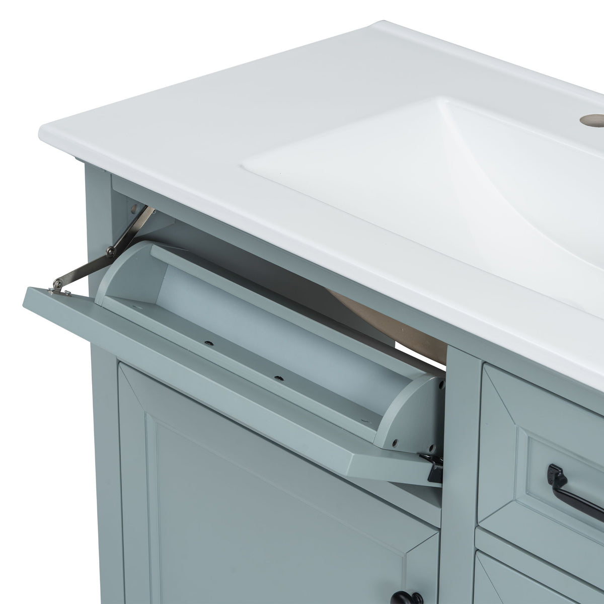 36" Bathroom Vanity With Sink, 2 Tip Out Drawers, Soft Close Hinges