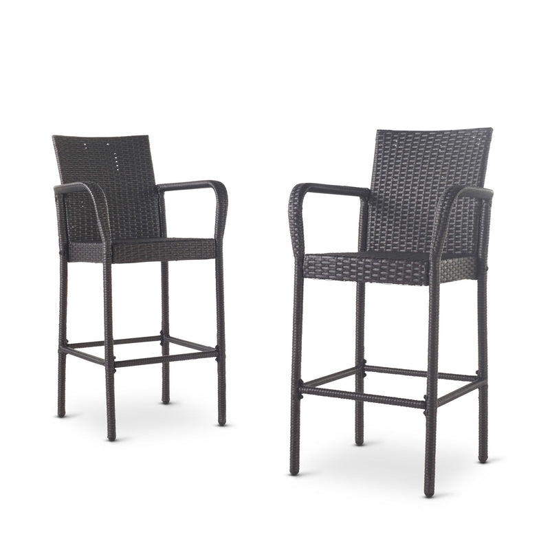Outdoor Wicker Barstools With Rattan And Iron Frame - R&R Furniture Gallery (Fountain Valley, CA)