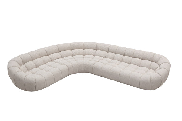 Yolonda - Modern Beige Curved Sectional Sofa