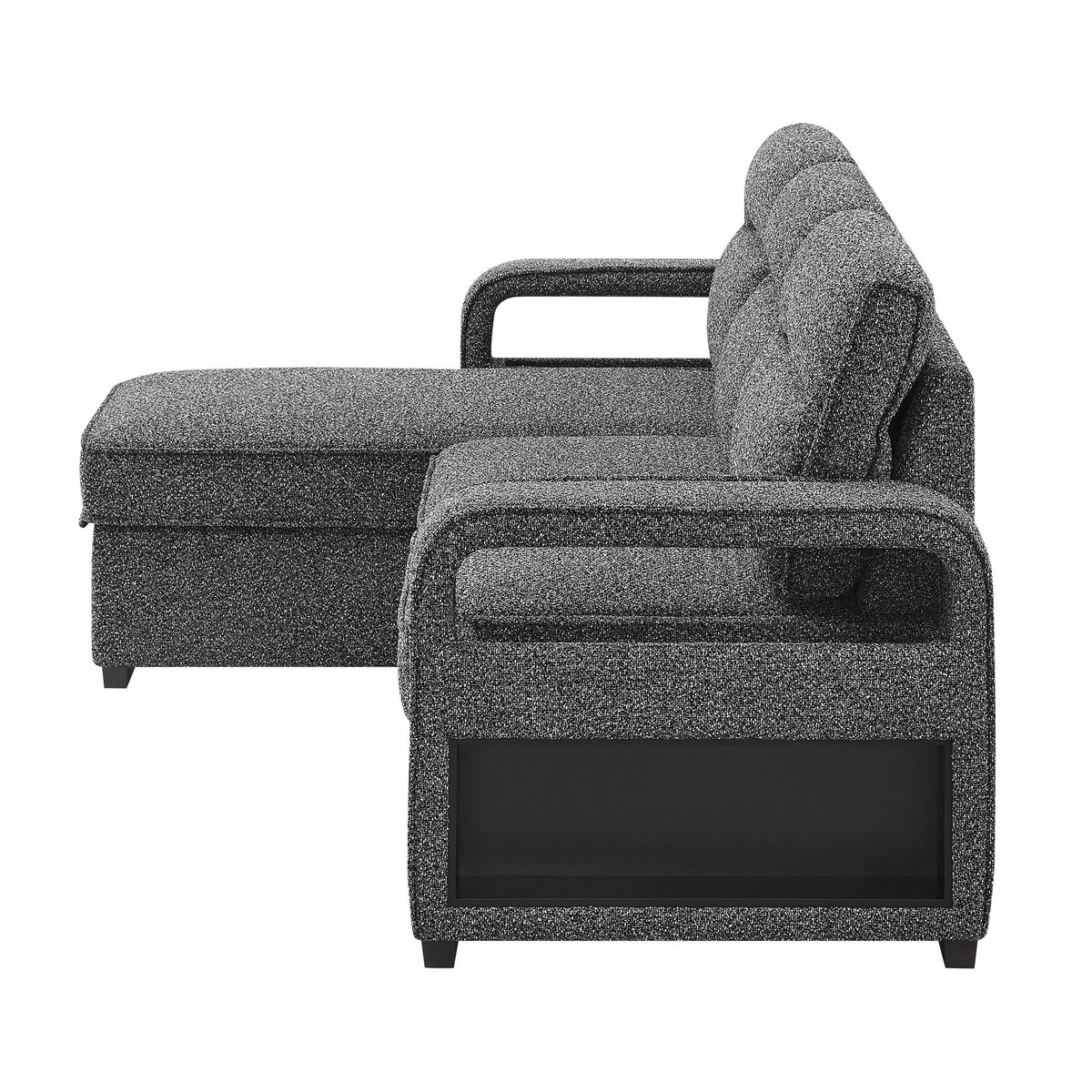 Mitchell - Reversible Sofabed With Storage Chaise, USB And Cup Holders - Dark Gray