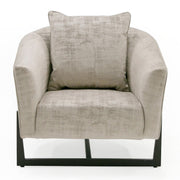 Forbis - Contemporary Light Grey Fabric + Brown Accent Chair — view 3