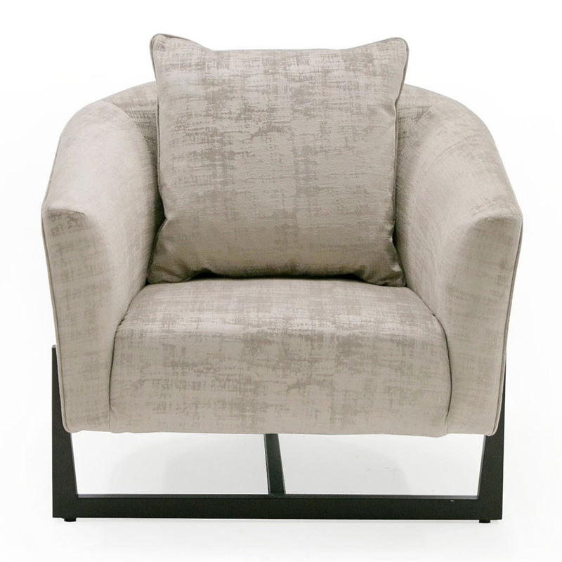 Forbis - Contemporary Light Grey Fabric + Brown Accent Chair — view 3