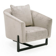 Forbis - Contemporary Light Grey Fabric + Brown Accent Chair — view 4
