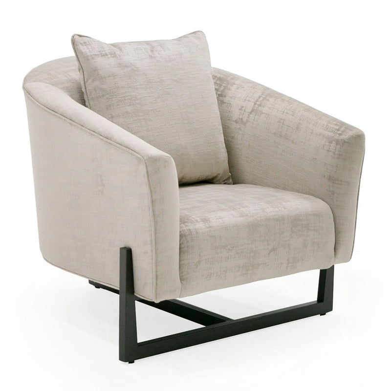 Forbis - Contemporary Light Grey Fabric + Brown Accent Chair — view 4