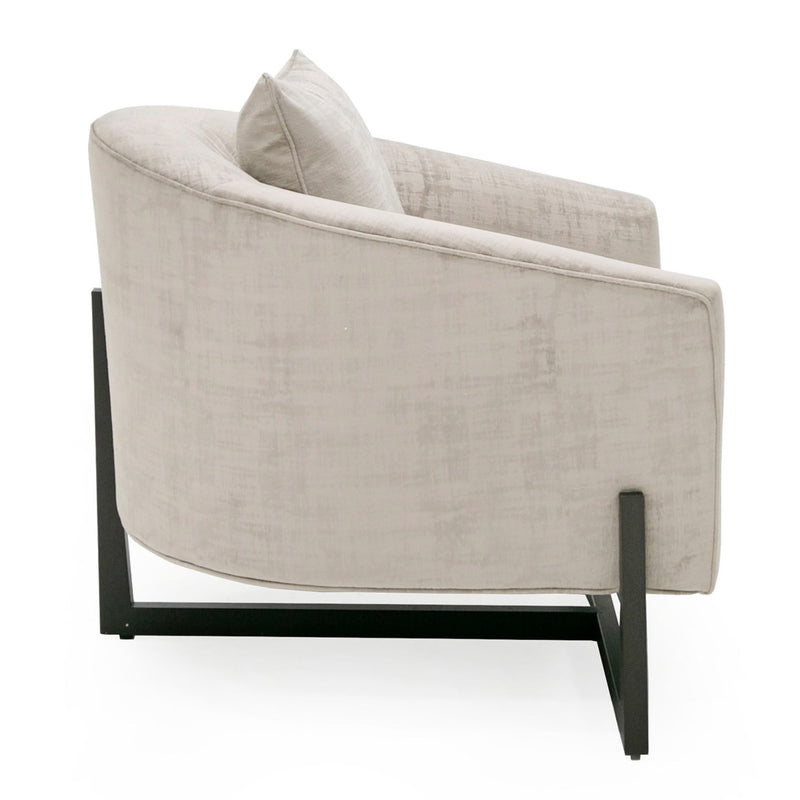 Forbis - Contemporary Light Grey Fabric + Brown Accent Chair — view 5