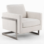 Prince - Contemporary Off White Fabric + Silver Accent Chair — view 2